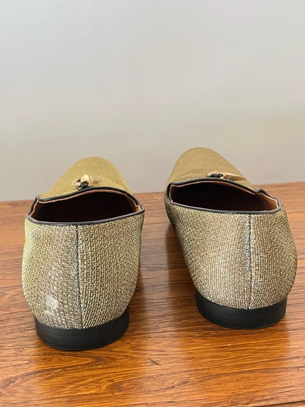 Giorgio Brutini Metallic Gold Slip-On Loafers with Tassel Accent